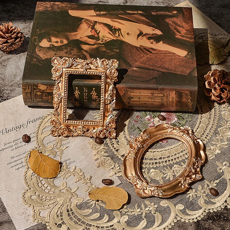 迷你金色小相框拍摄道具 ins复古欧式相框浮雕 美甲耳饰摆拍