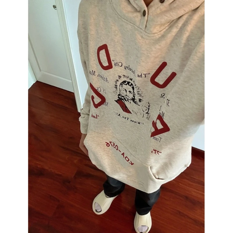 美式潮牌印花连帽卫衣男秋冬季2023新款宽松高街重磅帽衫oversize