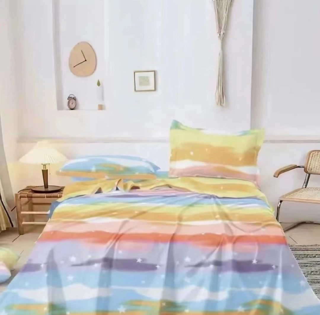 8床上三件套-【星月彩虹】尺寸：2.3x2.3米+48*74cm枕套时尚透气舒适