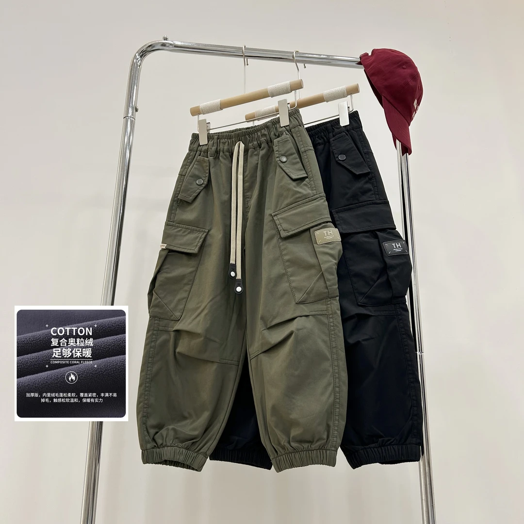 儿童裤子2024秋冬中大童帅气工装裤儿童宽松休闲裤加绒洋气长裤潮