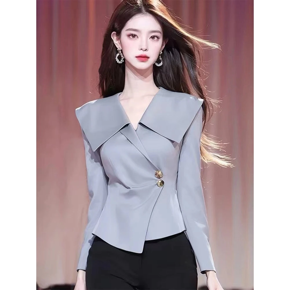 长袖衬衫秋装女2024年新款气质小衫收腰高级感初秋小香风早秋上衣