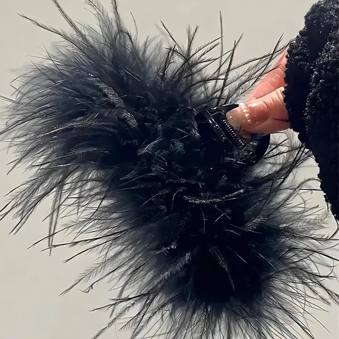 鸵鸟羽毛发夹发饰时尚高级感网红羽毛抓夹优雅百搭大号抓夹后脑勺
