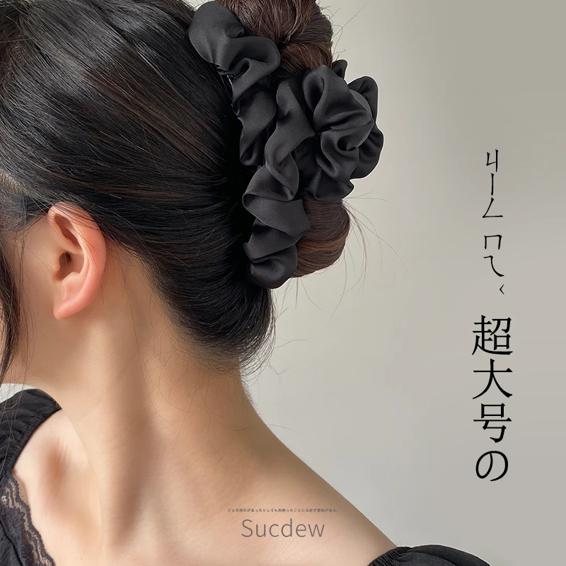 布艺发卡发夹ins女气质时尚头发褶皱夹子头饰鲨鱼夹大号夹子抓夹