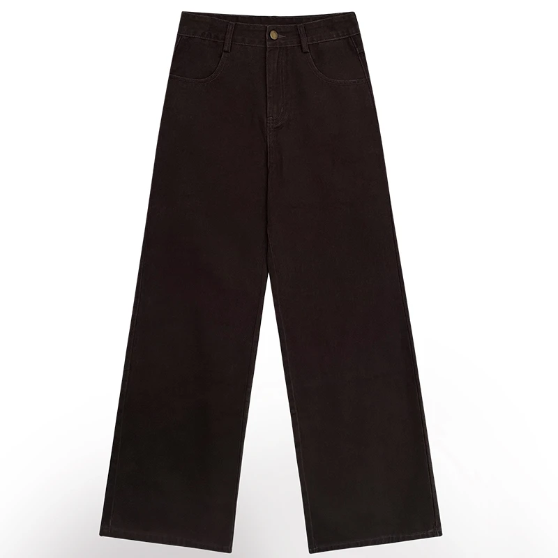 【香香的梨】 咖色纯棉直筒牛仔裤EM1502