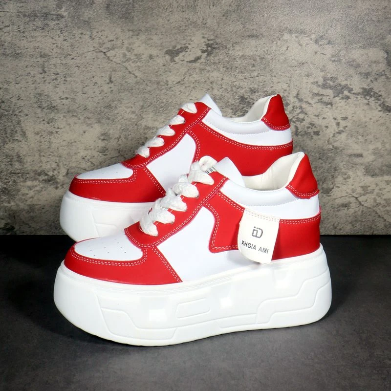 显高显瘦内增高10cm小白鞋女2023秋季新款厚底潮鞋百搭轻便休闲鞋