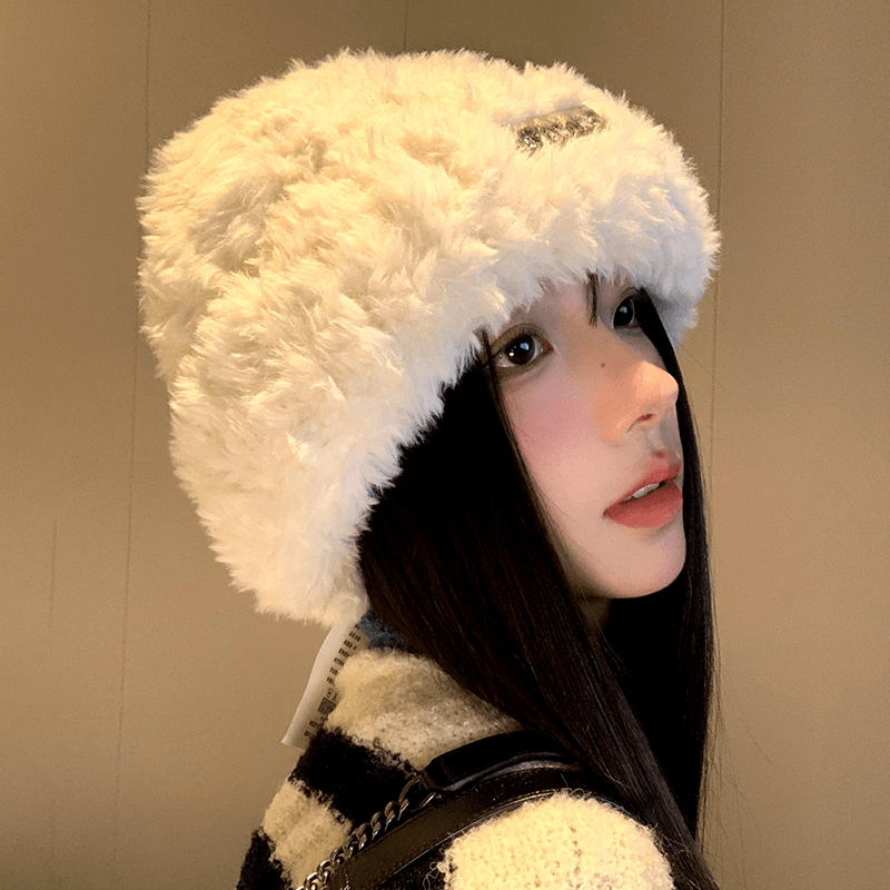 毛线帽子秋冬季女款2023新款百搭针织包头保暖白色冷帽大头围防寒