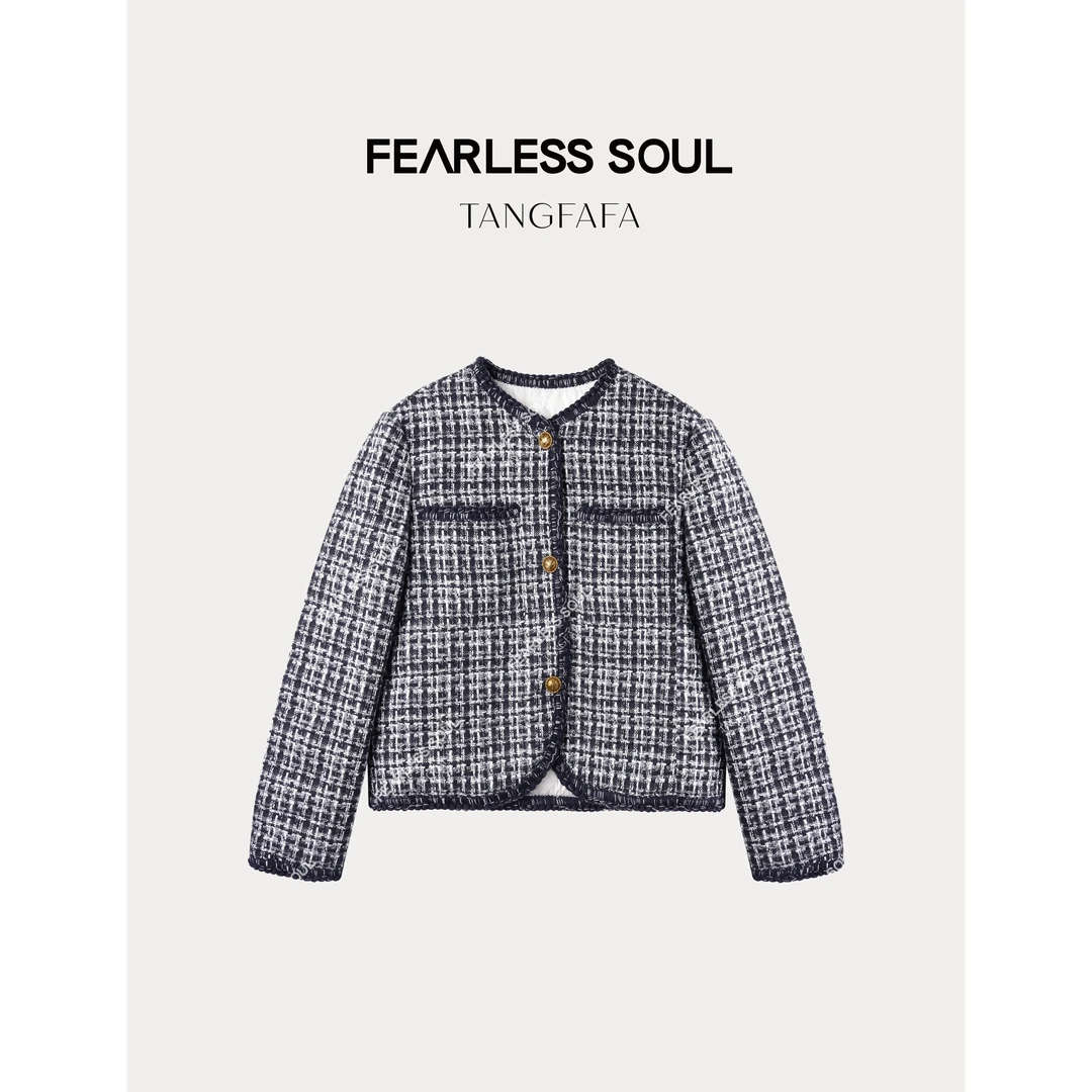 TFF X FS【S LINE】粗花呢小香风格子羽绒服外套 824FN114 *