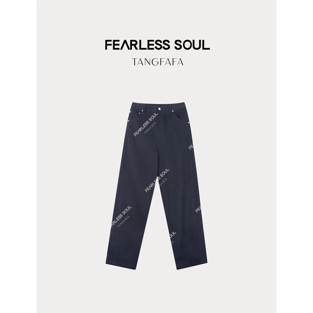 TFF X FS 简约通勤宽松星星扣直筒裤 824FP186 *
