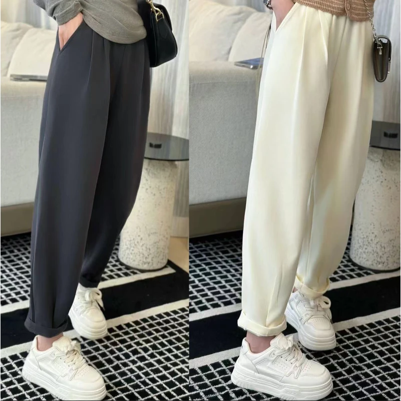 大码女装2024秋冬新款时尚显瘦休闲简约高腰百搭长裤1557