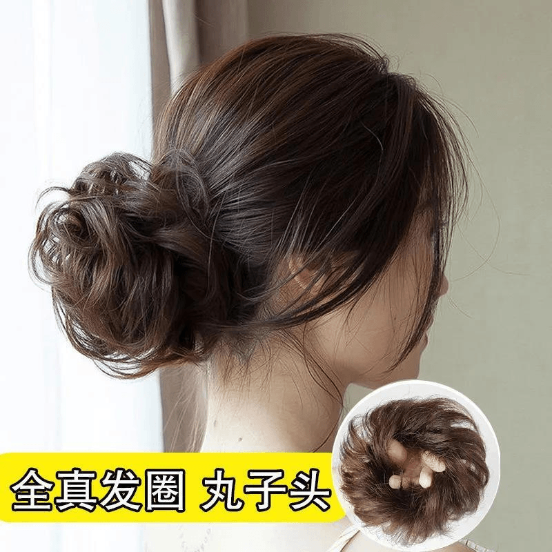 真发发圈丸子头发饰花苞头卷发圈蓬松自然懒人抓夹发包假发假头花