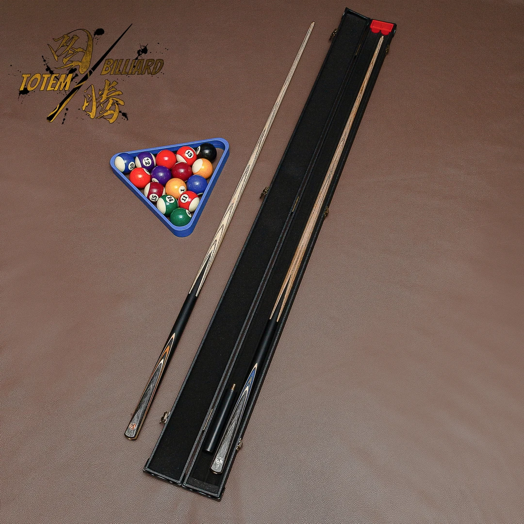 彩虎手工一体通杆小头球杆白蜡木中式黑八台球杆斯诺克九球桌球杆