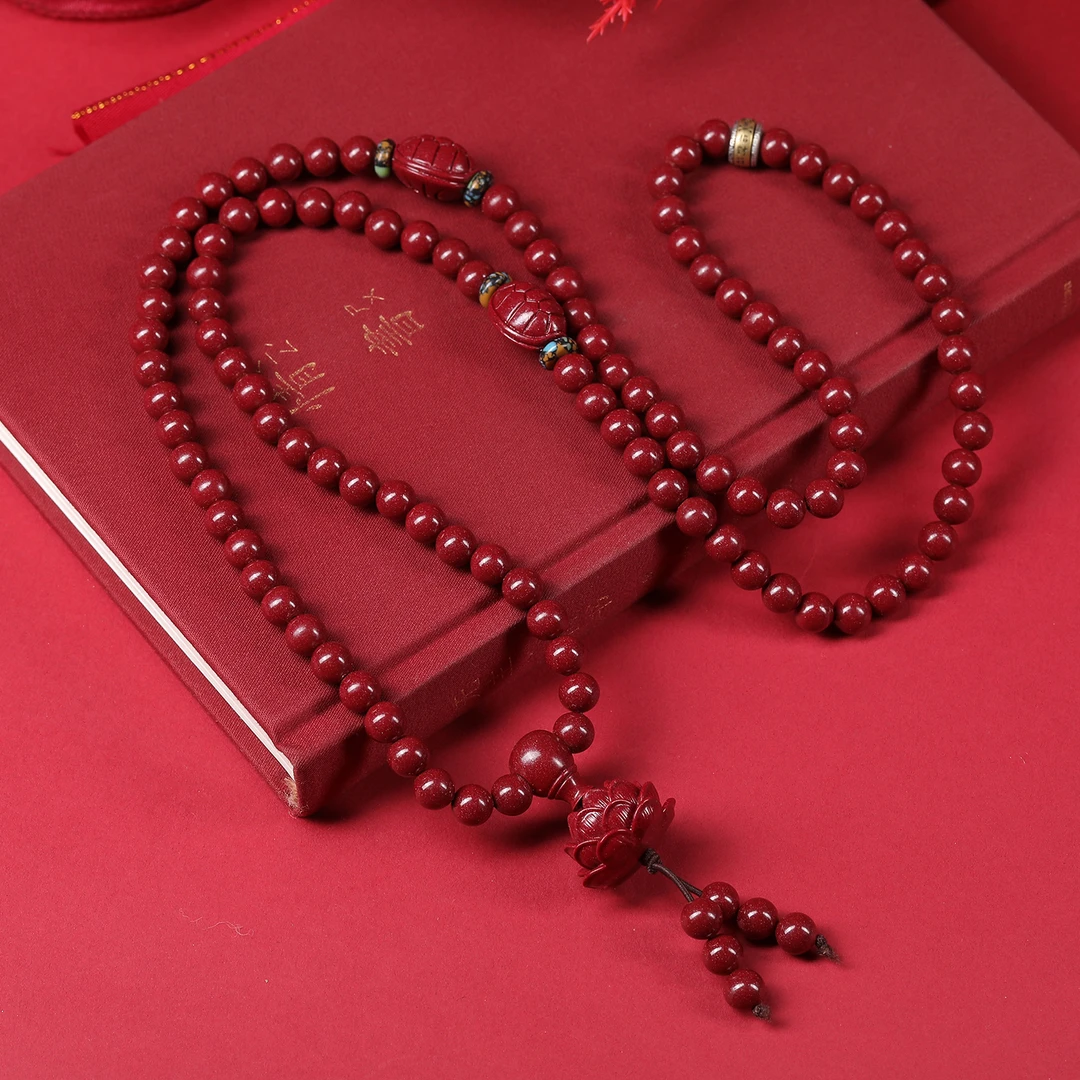 辰砂（处理）保真朱砂高含量紫金砂原创设计配S925银饰本命年配带