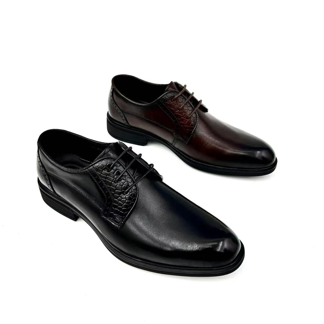 真皮商务皮鞋男软底男鞋英伦风系带透气潮流正装皮鞋