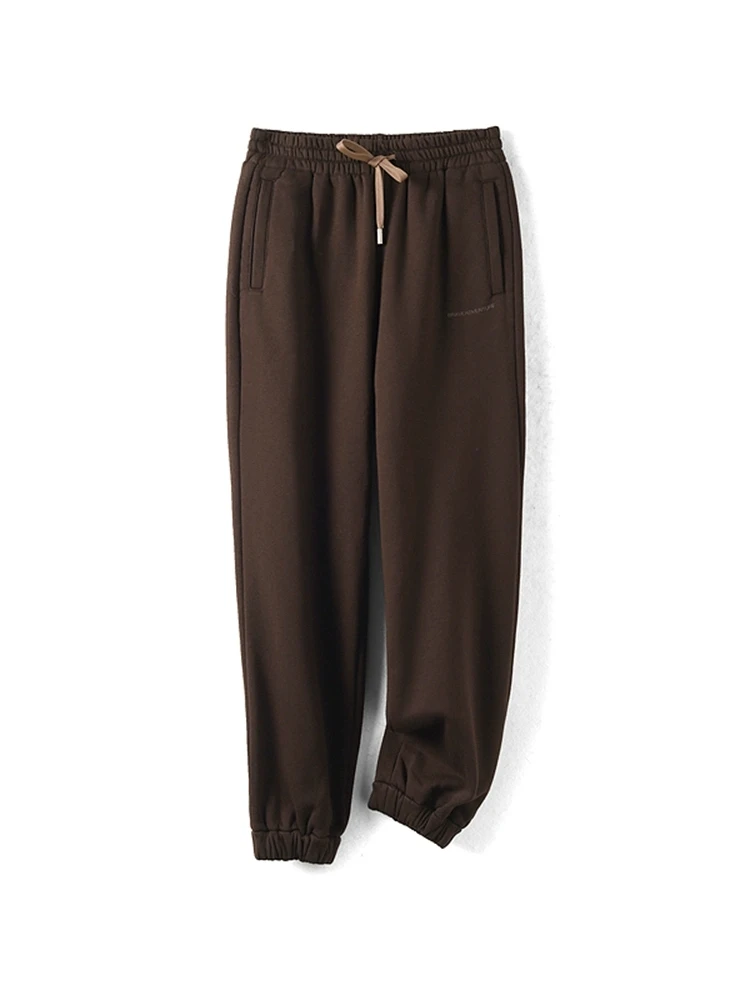 加绒运动休闲卫裤时尚百搭保暖抽绳男士休闲裤户外宽松纯色秋冬