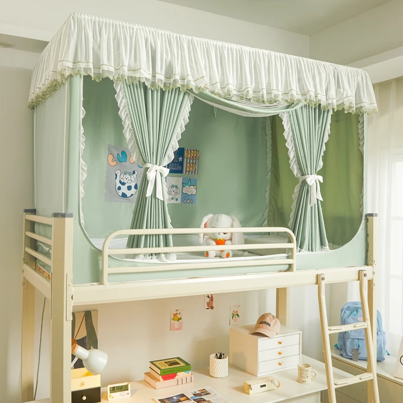 五面遮光学生拉链蚊帐宿舍上下铺防隐私窗帘遮光防蚊一体式大学生