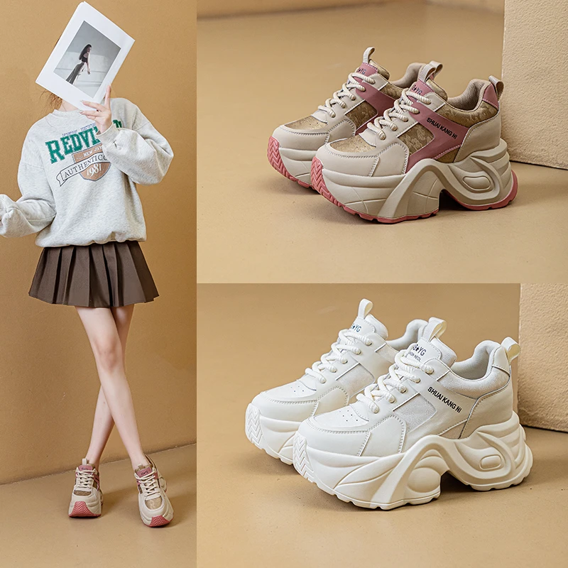 真皮老爹鞋女2025新款女鞋春季运动鞋百搭小个子内增高超软休闲鞋