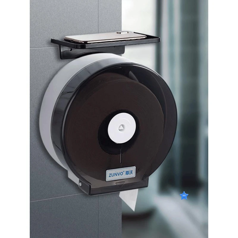 免打孔酒店卫生间商用大卷纸盒壁挂式厕所纸巾架家用防水抽纸巾盒