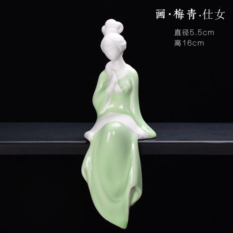 盆景鱼缸配件装饰品汝窑哥窑陶瓷人物摆件石湾公仔达摩小和尚仕女