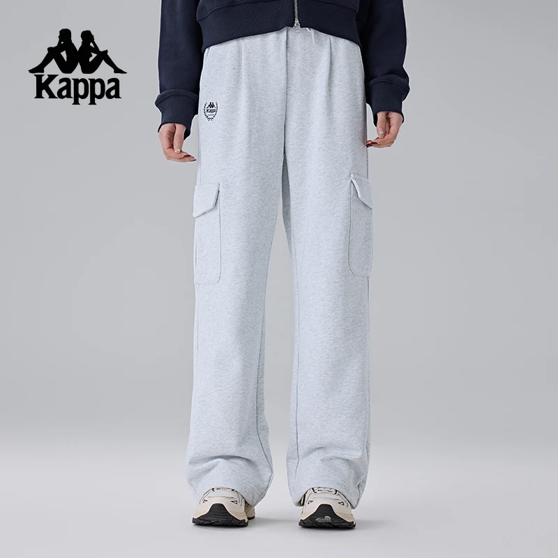 Kappa卡帕背靠背新款运动长裤弹力裤子针织休闲裤女款直筒工装裤