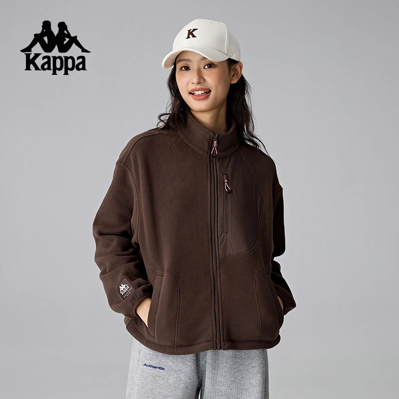 Kappa卡帕背靠背秋冬新款复古针织开衫卫衣保暖抗静电运动外套女