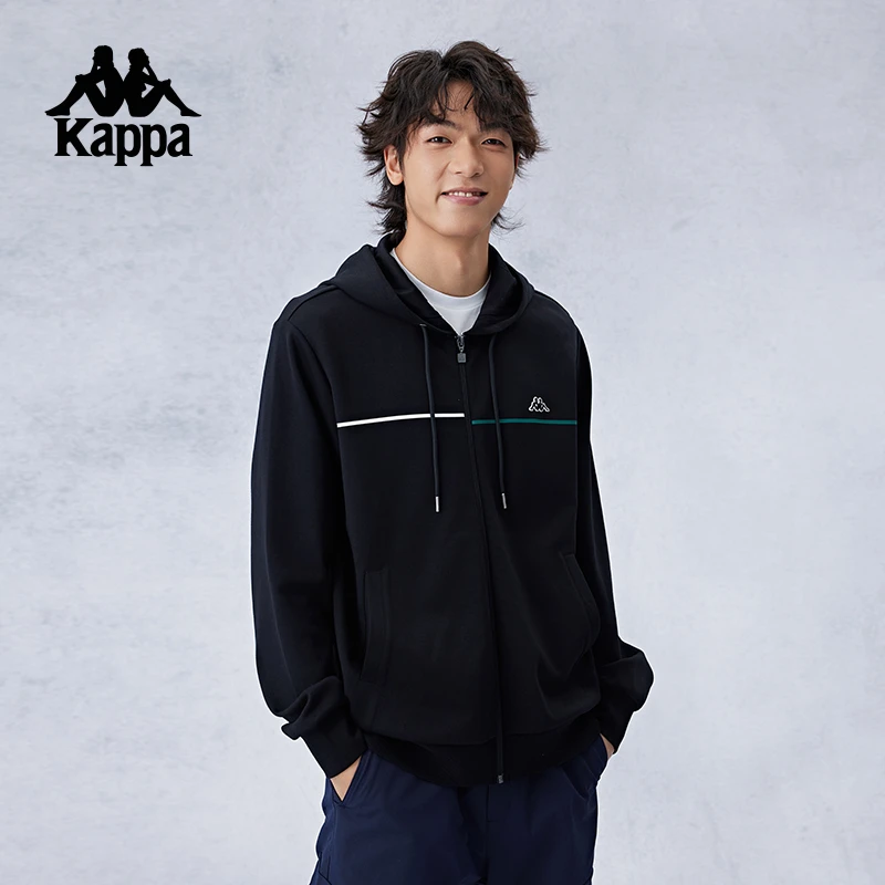 Kappa2024新款运动针织开身帽衫开衫外套舒适休闲上衣K0E52MK21