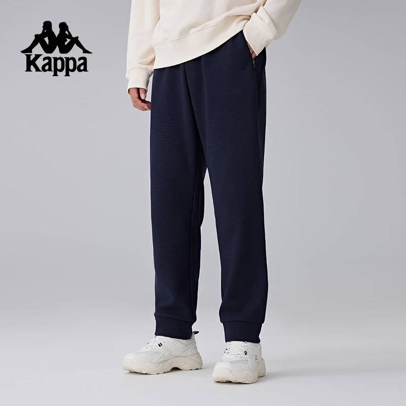 Kappa卡帕背靠背2024新款冬季加绒针织长裤运动束脚裤保暖裤子男