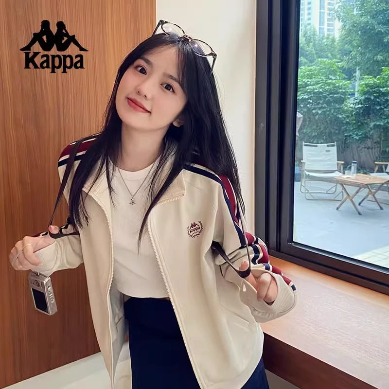 kappa卡帕运动立领外套时尚休闲女秋季运动复古开衫潮流卫衣