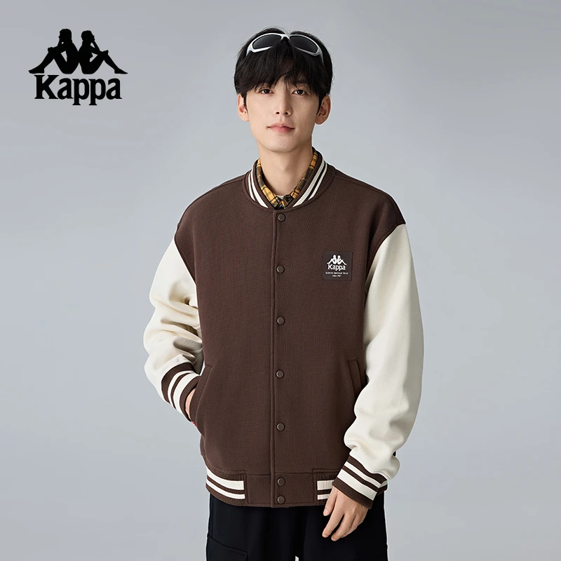 Kappa卡帕背靠背新款复古针织开衫宽松运动外套棒球服夹克上衣男