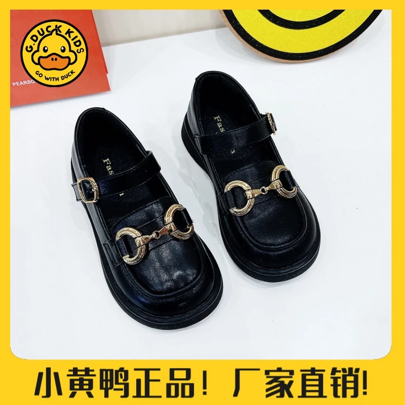 【小黄鸭正品】女童公主皮鞋春秋季新款儿童单鞋女童中大童小皮鞋