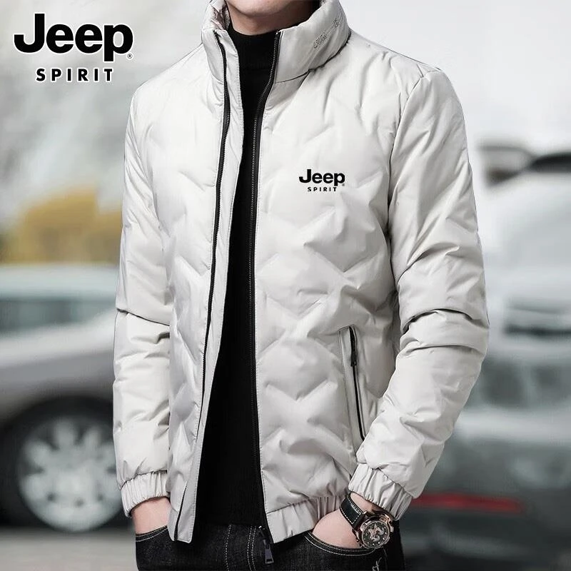 Jeep吉普双面穿轻薄羽绒服男士冬季立领保暖商务休闲潮牌外套男款