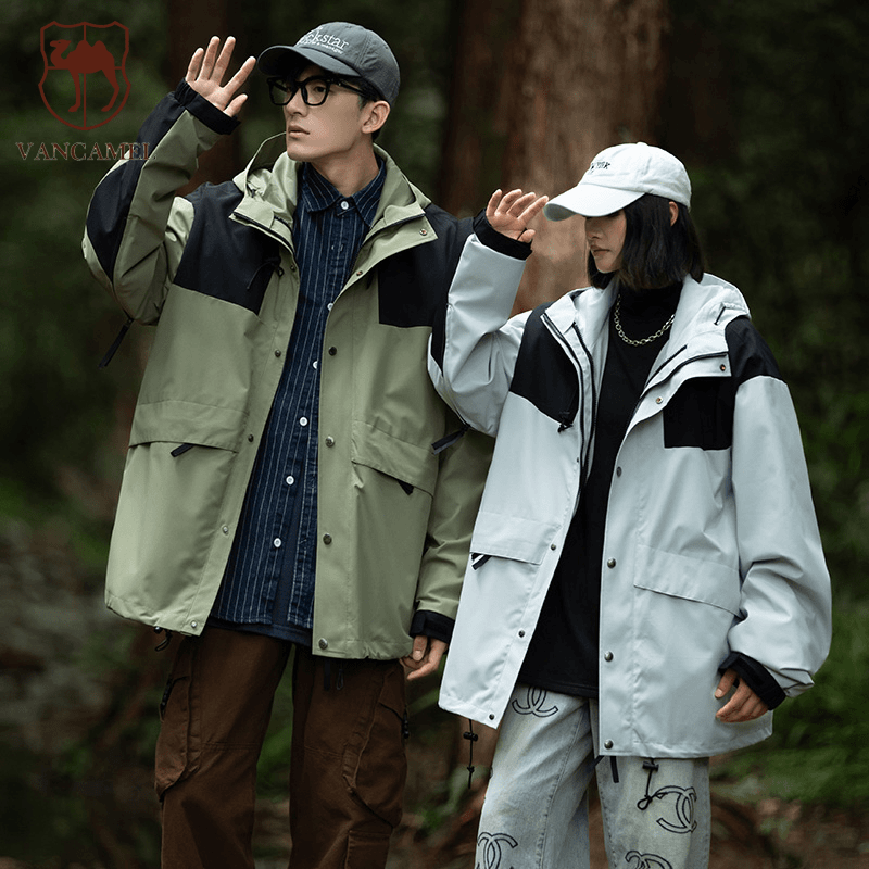 西域骆驼户外登山服男女款防风夹克情侣外套休闲连帽风衣FLY6233