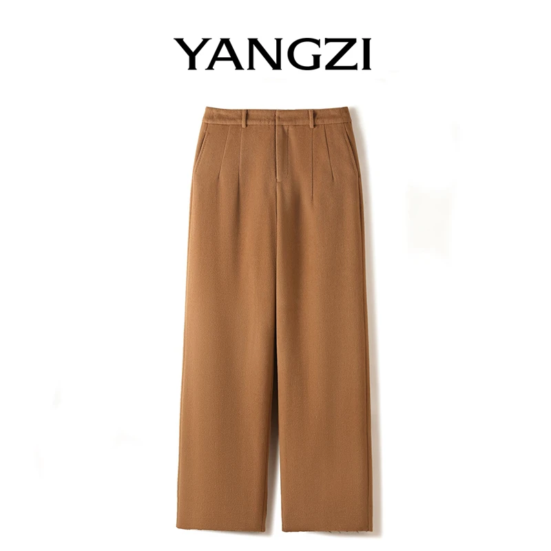 冬季新款高级感保暖百搭简约羊绒羊毛直筒阔腿裤 YZD249-24912