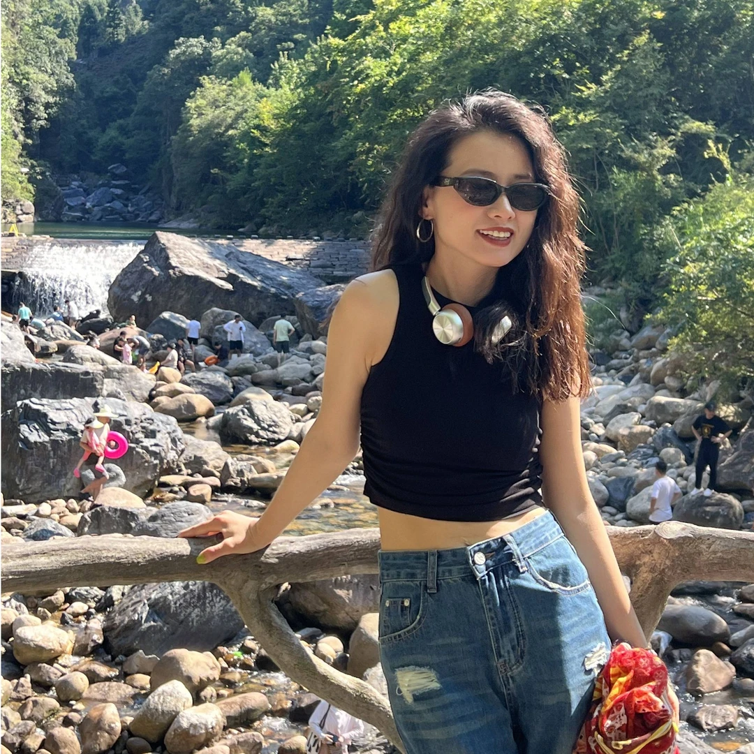 美式性感圆领两侧松紧收腰小背心弹力修身无袖螺纹打底背心上衣