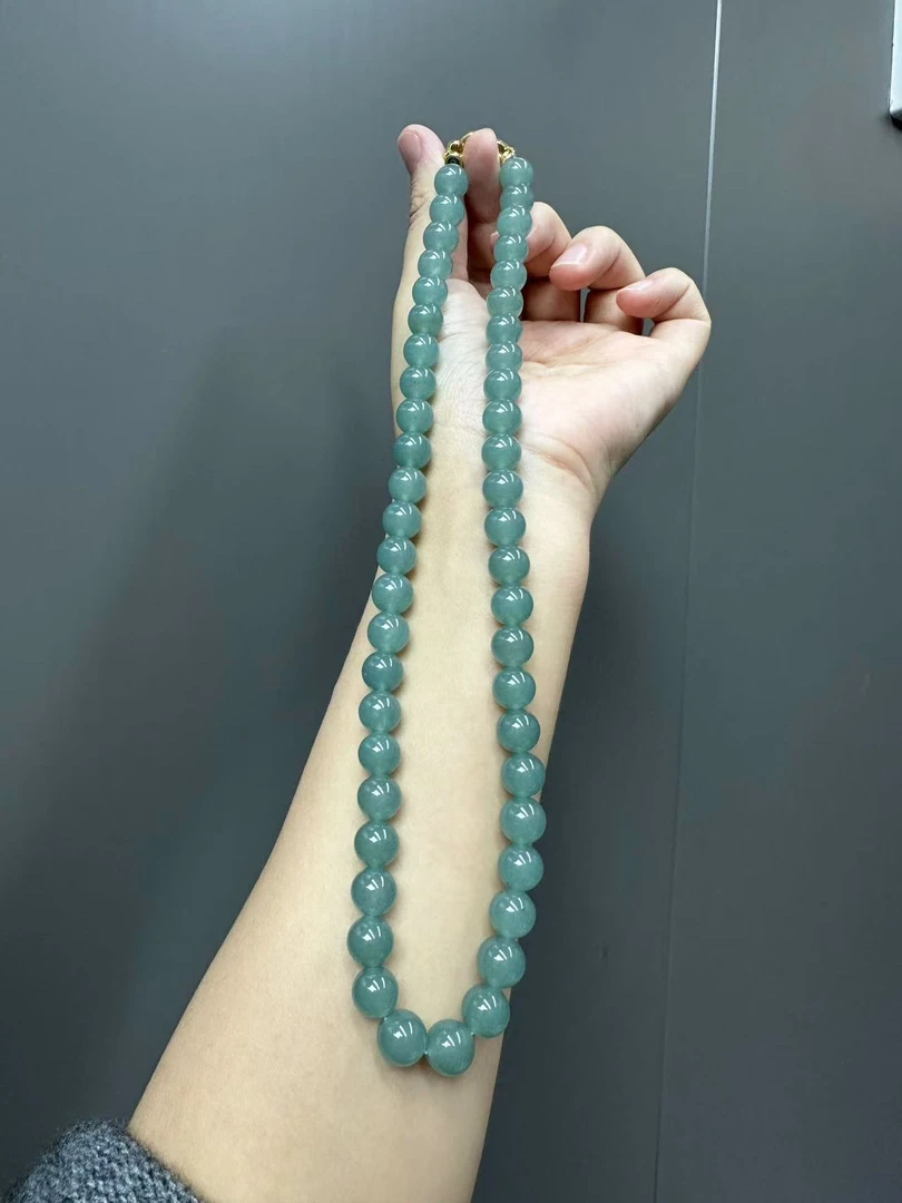 翡翠蓝水14k项链10mm