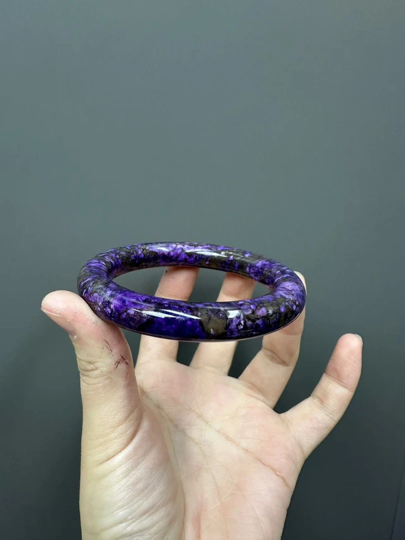 高货紫色圆条手镯