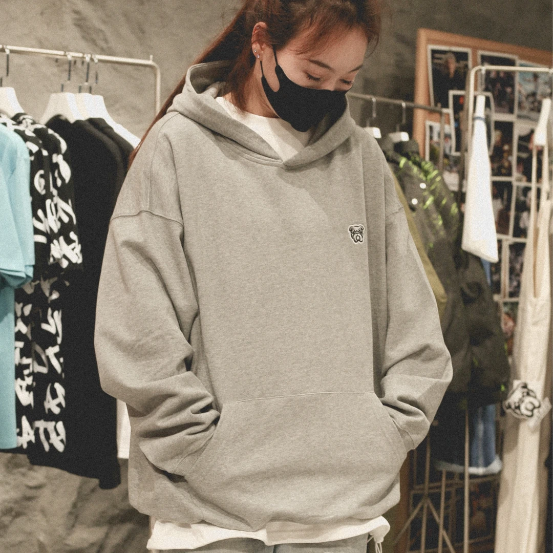 meetroy 人宠关系潮牌 logo刺绣连帽衫休闲百搭套头