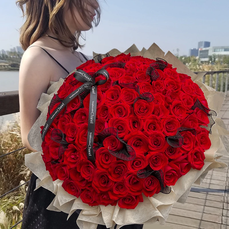 99朵红玫瑰花束鲜花订购同城配送求婚表白送女友生日礼物附近花店