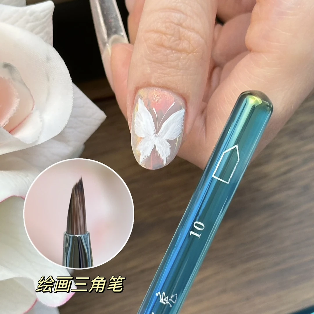 钰兔nail新品三角花卉图案美甲三角花瓣彩绘笔白色