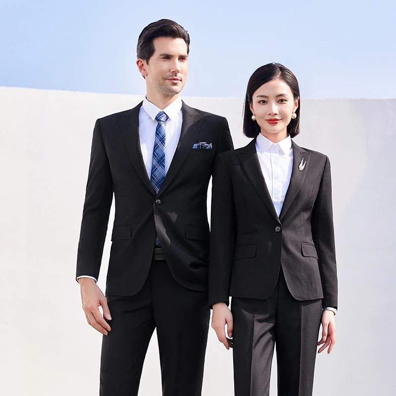 高端西服套装男女同款职业装正装4s店工装售楼部四季马甲工服西装
