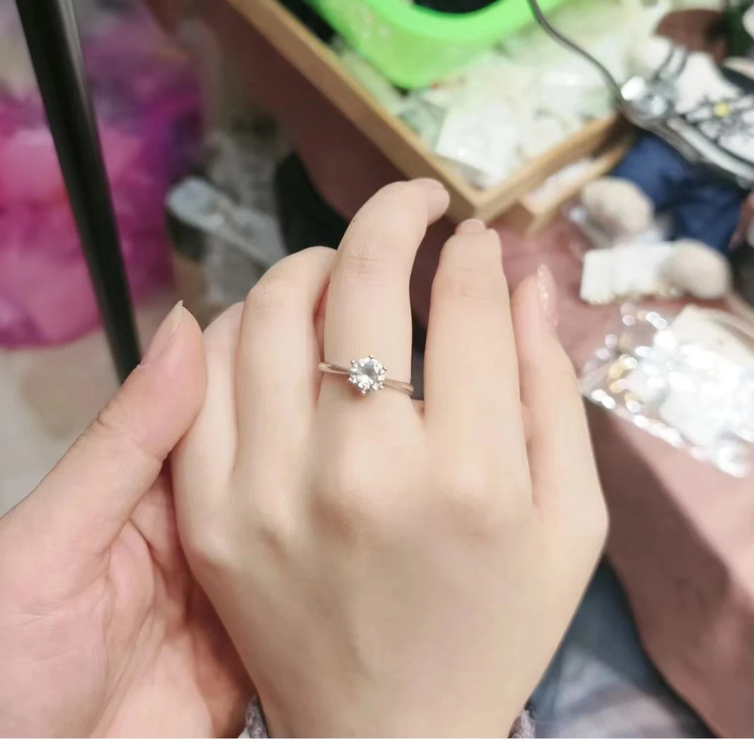 925银莫桑石戒指 超高版本 超闪六爪经典款气质戒指 XL-1901