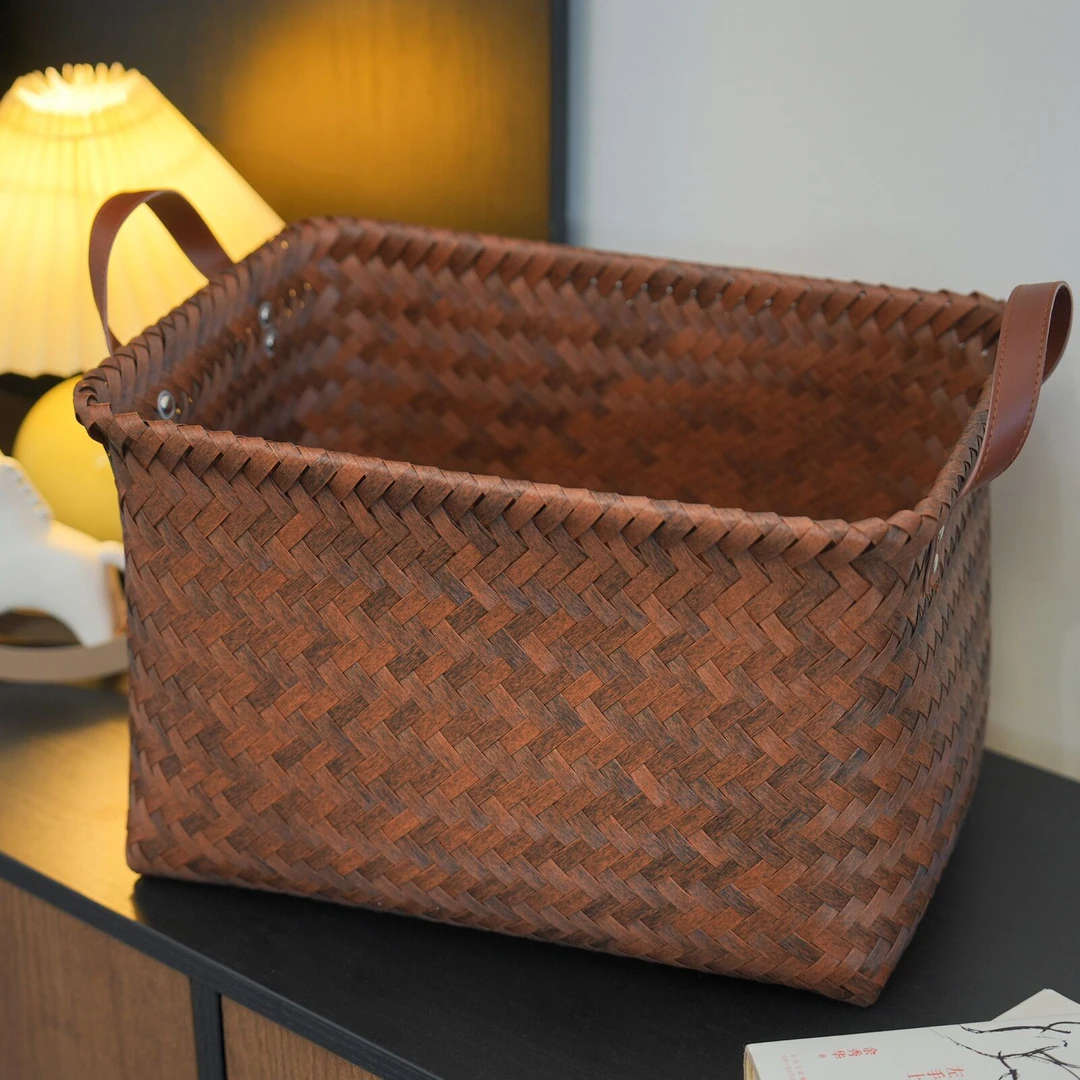 D341 美式收纳筐PU把手杂物家用简约*3+单格