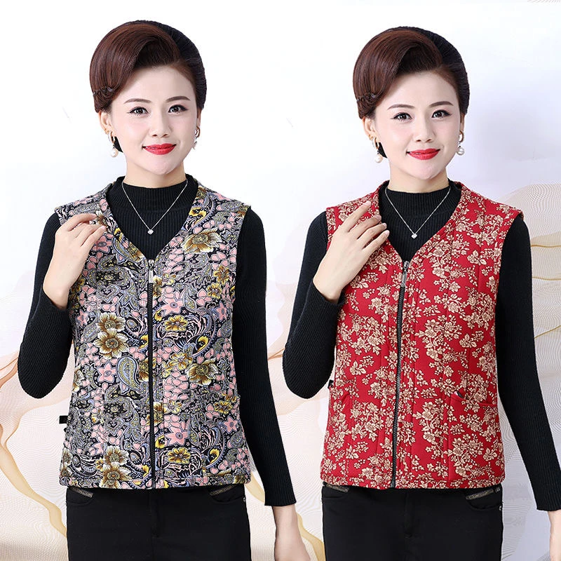 Z【反季清仓】秋冬季中老年妈妈棉马甲外穿大码坎肩保暖老年人马夹