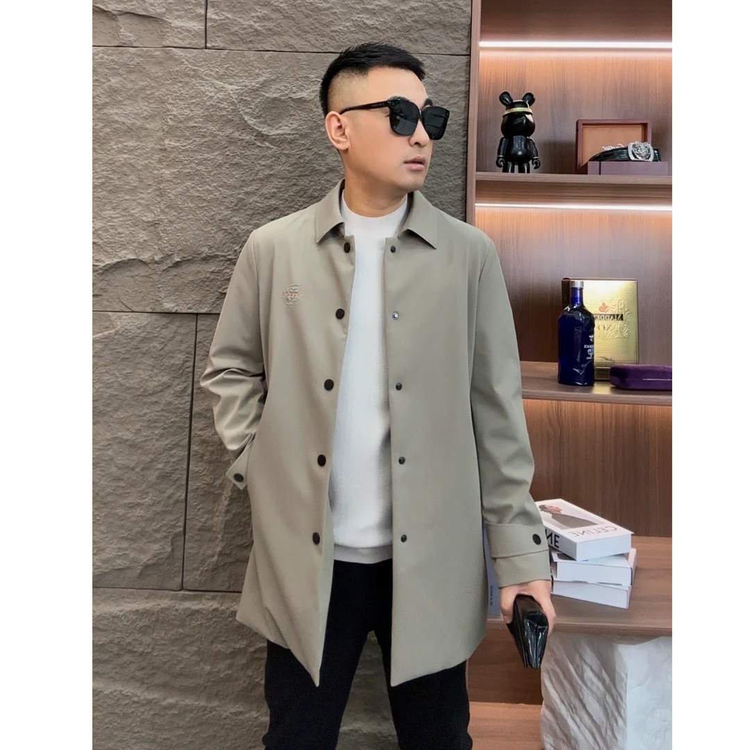 GCONE秋冬男士新品高端品质双色翻领百搭轻奢风衣外套休闲中长款