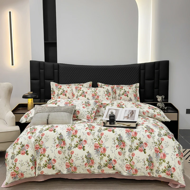 2024新款 轻奢印花加厚斜纹磨毛四件套亲肤四季款- 玫瑰花园