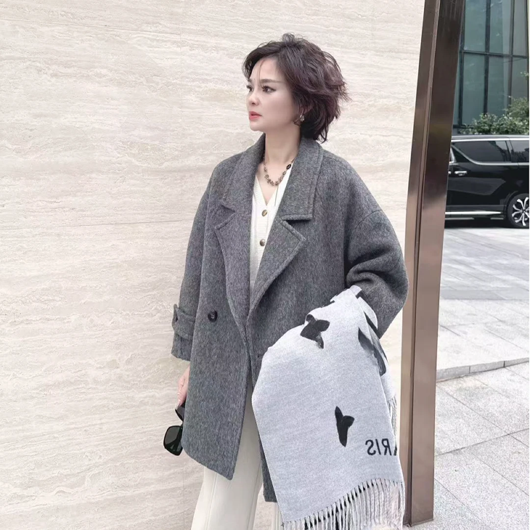 ZM2024秋冬新款流行女装单粒扣牦牛绒大衣外套中长款小个子宽松