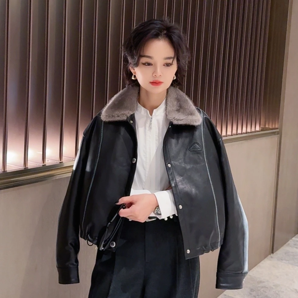 ZM24年冬季新款水貂牛仔真皮拼接鹅绒外套（2415）