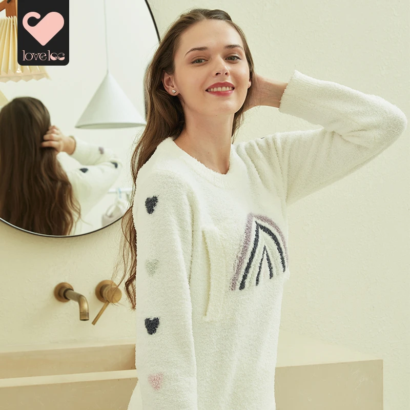 loveloveloc月子服半边绒孕妇睡衣秋冬产后加厚保暖哺乳家居舒适