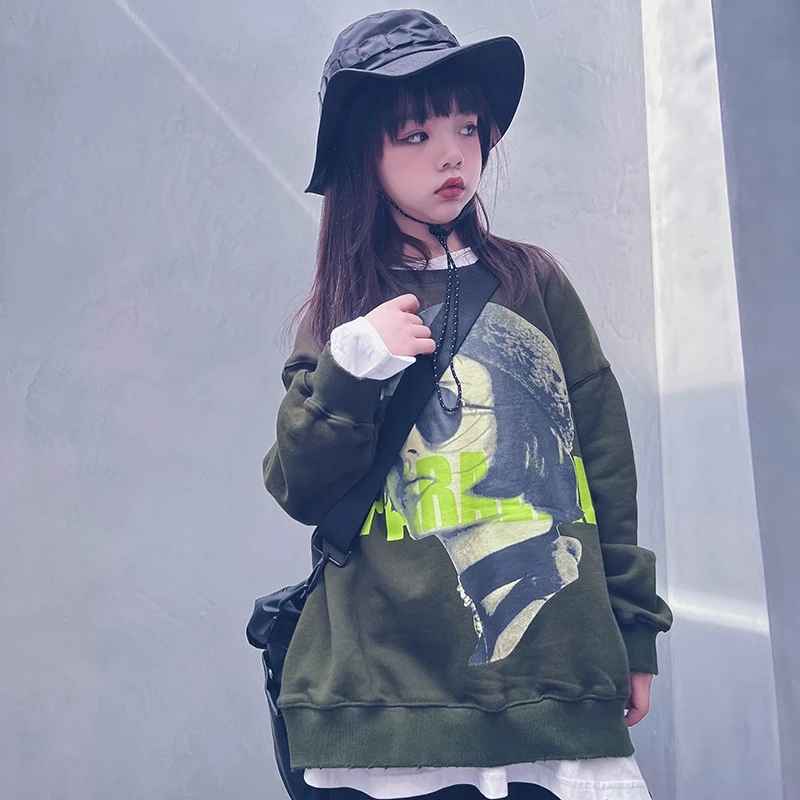 冷大娘定制男女中大童欧美风加厚卫衣长袖上衣街舞演出服亲子