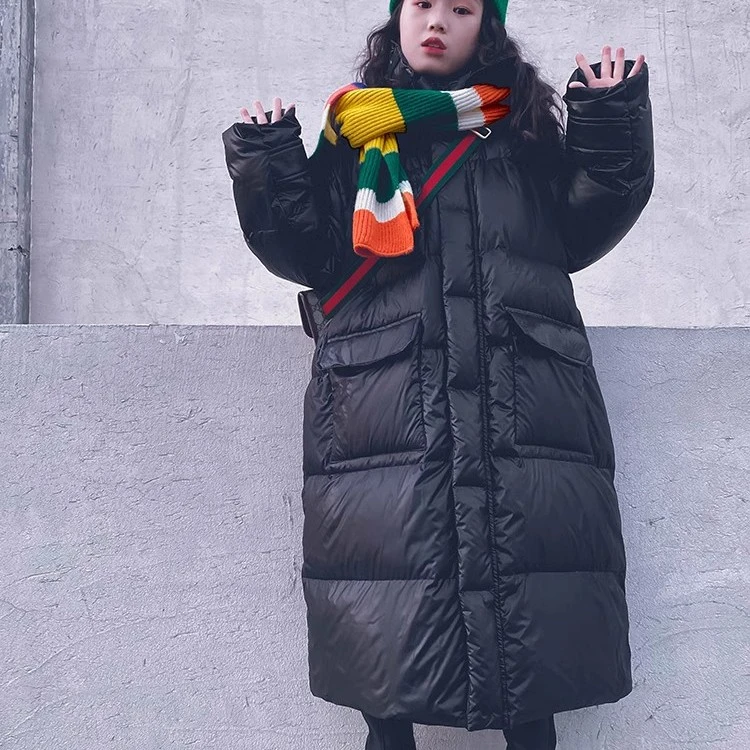 冷大娘定制男女儿童加厚羽绒服加长款国标90白鸭绒超长款保暖亲子