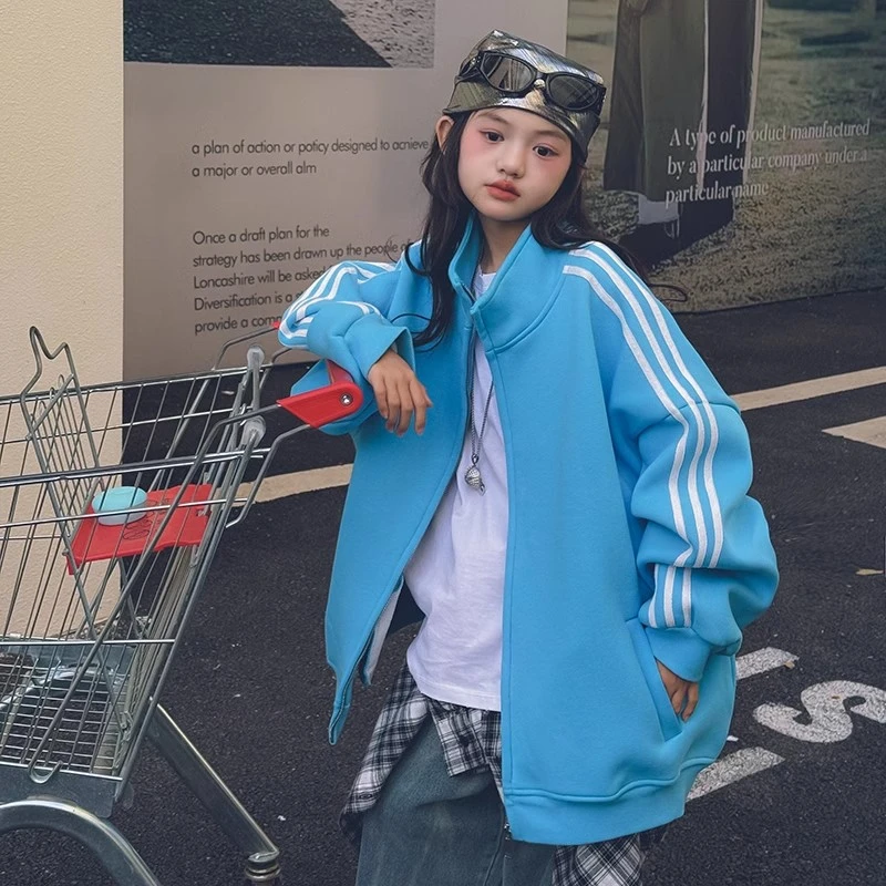 冷大娘定制男女儿童秋冬加绒开衫卫衣帽衫外套保暖运动外套亲子款
